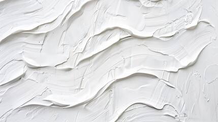Aufkleber - Abstract white color acrylic wave wall painting Canvas vintage grunge texture horizontal background : Generative AI