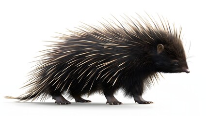 2. Create a high-resolution image of a Porcupine showcasing its quills and robust physique, with a transparent background suitable for effortless placement on a white backdrop. Ensure the final image