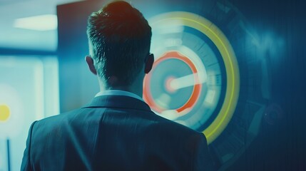 Poster - Target customer buyer persona customer behavior concept Marketing plan and strategies Personalization marketing customer centric strategies Businessman showing on screen to target cust : Generative AI
