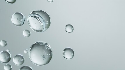 Poster - water drops of transparent gel serum on gray background : Generative AI