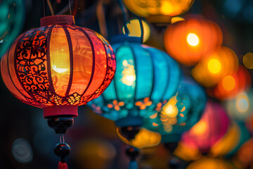 Wall Mural - Colorful lanterns at night