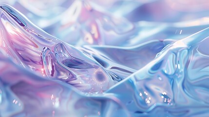 Wall Mural - Futuristic 3D Render: Close-Up of Flowing Liquid Shapes in Light Blue and Purple Colors
