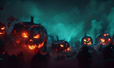 Wall Mural - Gloomy and scary background for Halloween, Day of the Dead. Halloween concept. Generative Ai. 4K Video