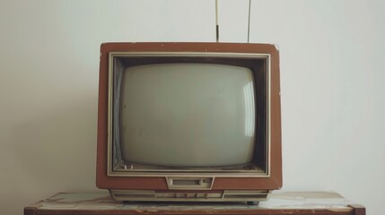 Canvas Print - Outdated television against white backdrop