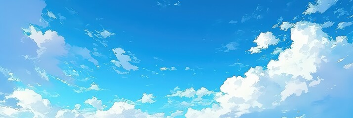 Wall Mural - Blue Sky with White Clouds Illustration