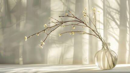 Wall Mural - Willow branch in vase against light backdrop