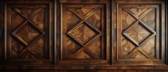 Wall Mural - Luxury wood paneling background or texture. highly crafted classic / traditional wood paneling