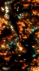 Wall Mural - white and orange glow. motion. black background with 3d animation with bright sparkling highlights.
