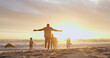 © peopleimages.com - People, friends and running on beach for freedom, outdoor adventure and group happiness on summer vacation. Carefree, back and youth energy with seaside fun, excited and sunset on holiday for weekend