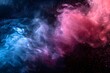 © D - Abstract Colorful Smoke in Blue and Pink Mist Swirl on Dark Background - Design for Poster, Print, Card