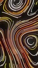 Wall Mural - topographic pattern with neon lines. motion. beautiful neon lines move in curved streams creating ov