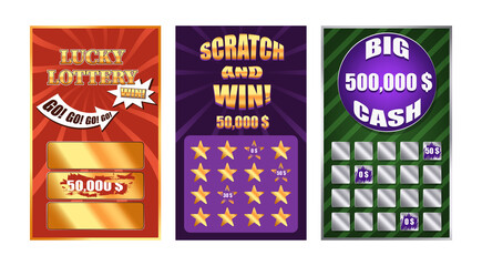 Wall Mural - realistic scratch card vertical card set
