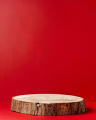 Aufkleber - Minimalist Red and Black Gradient Background with Textured Wooden Podium for Product Display