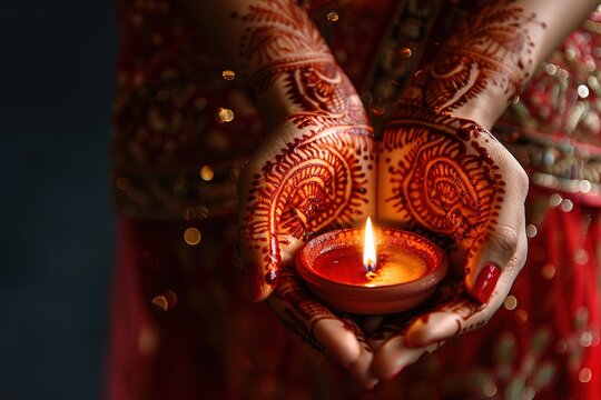 Indian Festival Diwali, lamp in hand