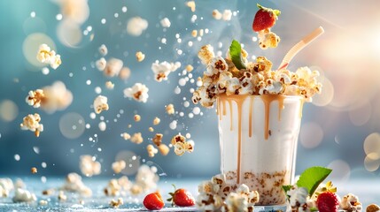 Wall Mural - Caramel Popcorn Smoothie Blended to Creamy Perfection in a Smoothie Maker