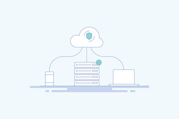 Wall Mural - cloud computing online server network security data processing to electronic device, technology conc