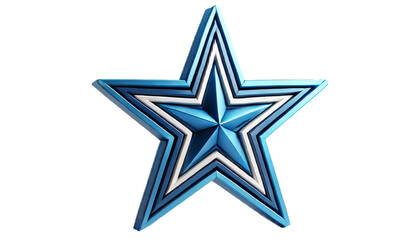   A 3D blue star with a white background isolated cut out dicut PNG on transparent