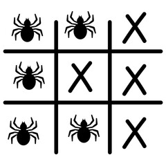 A tic-tac-toe game board with spider icons as the X's and O's