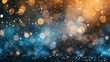 © tinnakorn - Abstract festive background with gold and blue bokeh lights. Perfect for holiday, celebration, or party designs.