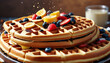 © 4K_Heaven - Waffle Frenzy: The Exciting Burst of Delicious Waffles in a Flavorful Chaos, Generative AI