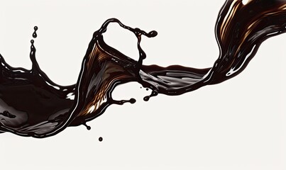Dynamic splash of dark liquid isolated on white background, capturing motion and fluidity in mid-air.