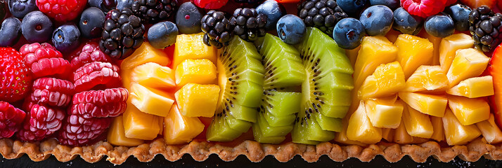 Wall Mural - Top View of texture of freshly baked fruit tart texture
