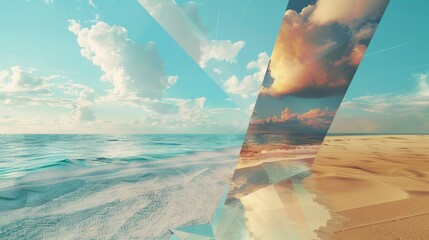 Poster - Abstract summer landscape scene. Ocean beach scene. 3D rendering...