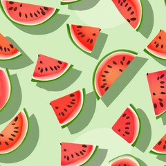 watermelon watercolor seamless pattern print, food illustration