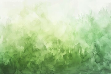 Wall Mural - A hand-painted abstract image with green ink and watercolor textures on a white background. Paint leaks and ombre effects.