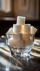 Wall Mural - Stacked Sugar Cubes in Glass Jar with Soft Lighting 