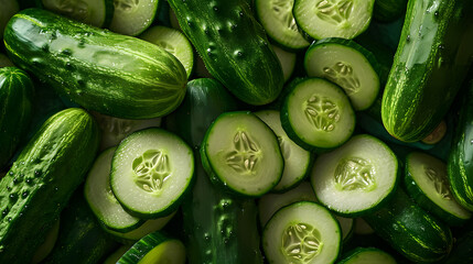 fresh cucumber Top down view background poster 