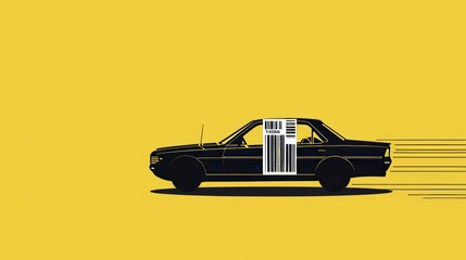 Label with discount code on a barcode car modern illustration