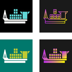 Sticker - Cargo Ship Vector Icon