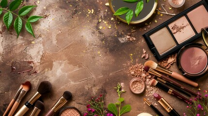 Wall Mural - a table with makeup and cosmetics on it