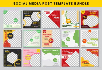 Wall Mural - food social media post design template Bundle set