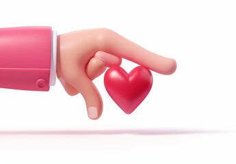 This 3D render shows cute cartoon hands showing love sign gestures isolated on a white background, a mock-up for social media and an icon element featuring love.