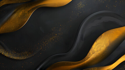 Wall Mural - black background with golden wave