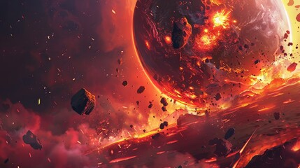 Wall Mural - apocalypse explosion star, death planet scene, and generative ai surround the destruction of the pla