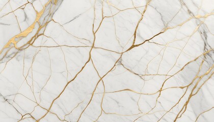 Wall Mural - Elegant white marble texture with subtle gold veins - refined background for high-end designs