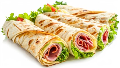 Poster - Ham cheese and vegetables inside twisted tortilla wraps