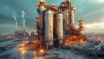 Aufkleber - Asphalt plant operating. Generative AI.