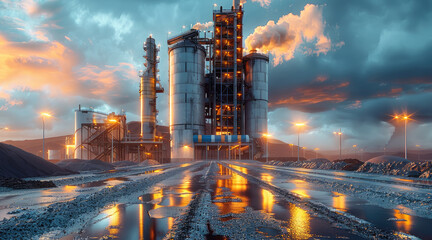 Aufkleber - Asphalt plant operating. Generative AI.