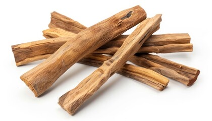 Poster - Isolated sandalwood sticks on white