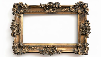 Wall Mural - Isolated white background with vintage gilded frame