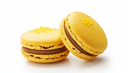 Sticker - Isolated white background with yellow macaron cookies