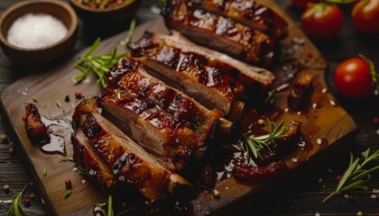 Poster - Pork ribs emphasize sliced meat and roast
