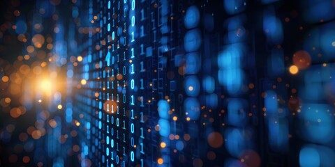 Wall Mural - background of digital binary code, program code, blurred abstract technological background of a soft