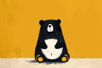 Wall Mural - a black bear with yellow paws