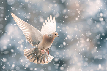 Wall Mural - a bird flying in the snow