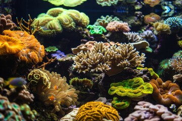 Wall Mural - A vibrant coral reef with a variety of colorful corals. Colorful coral reef of the underwater world